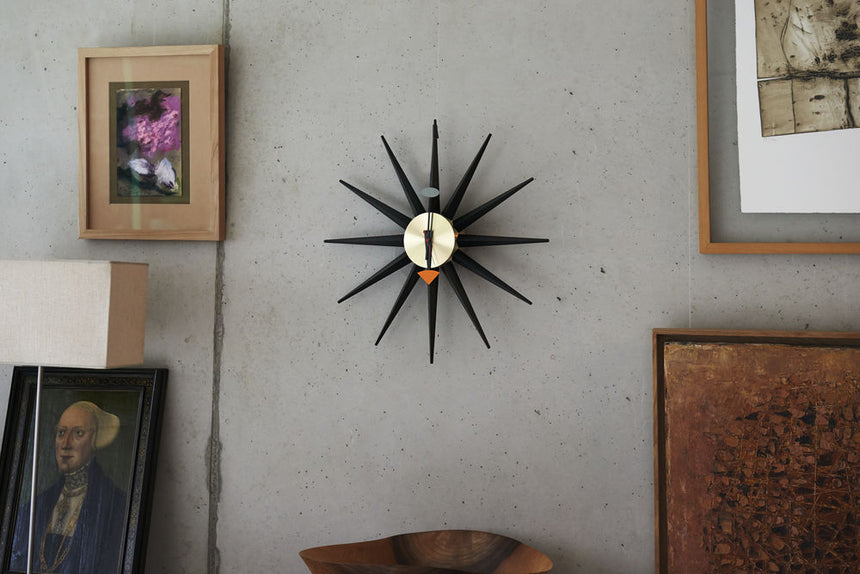 Wall Clock  - Sunburst Clock, Walnut