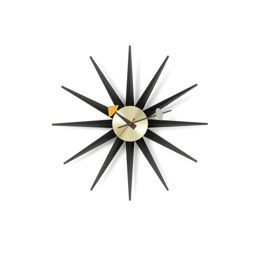 Wall Clock  - Sunburst Clock, Walnut